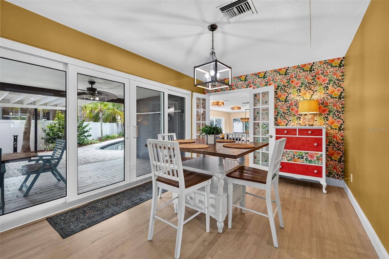 Dining area with sliders to back porch