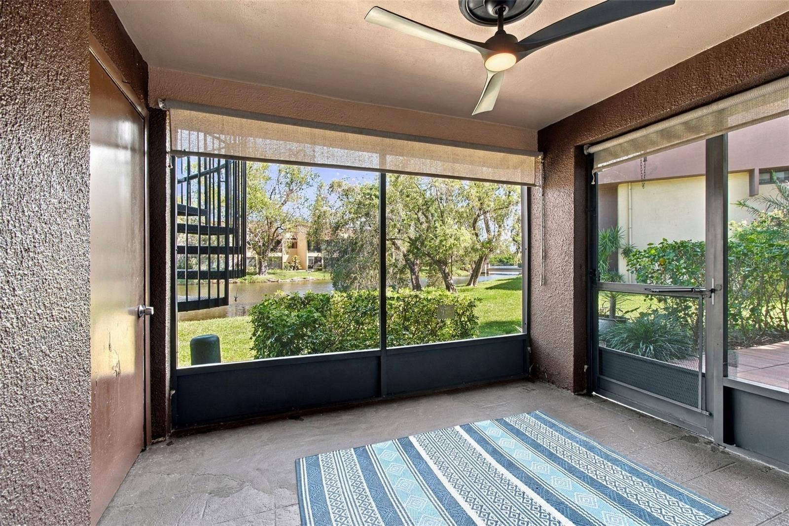 Screened patio with lake view