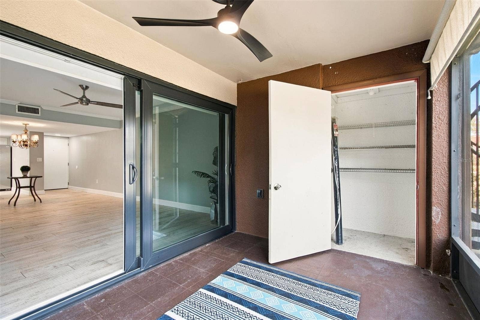 Screened patio with storage