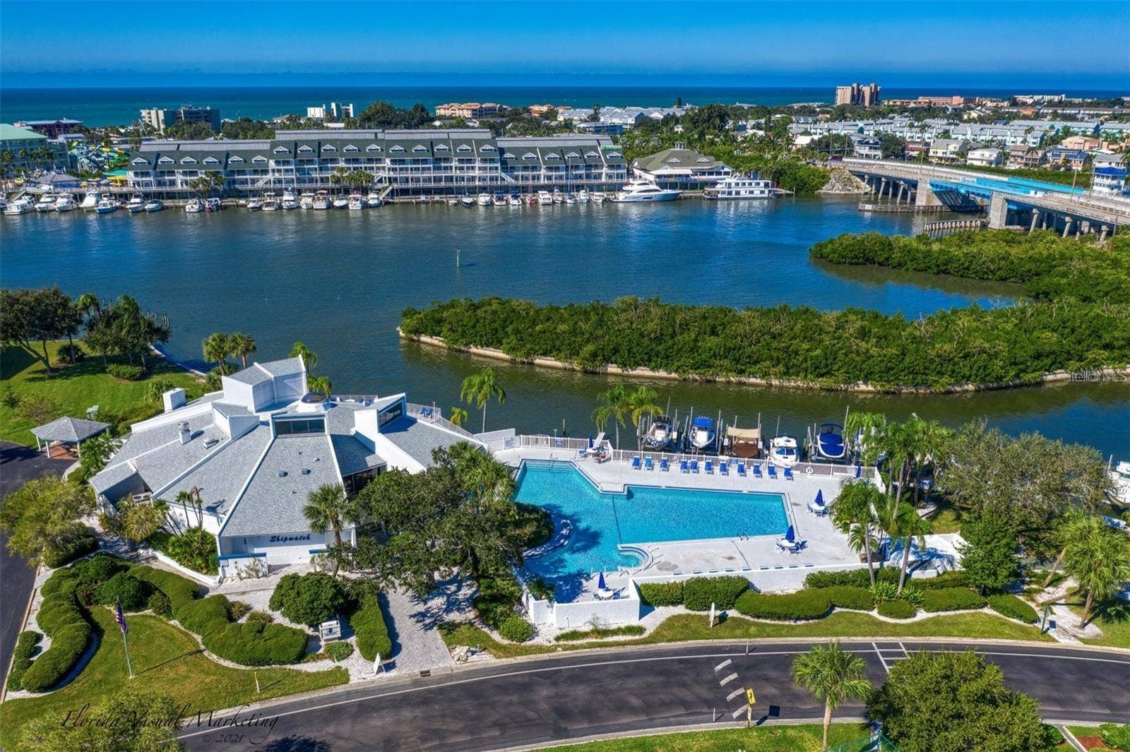 11730 SHIPWATCH DRIVE, #305, Largo, FL 33774 Pool and Clubhouse Aerial