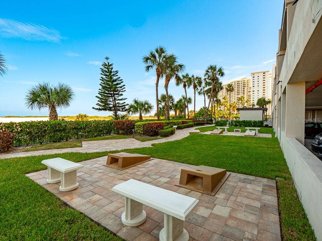 1270 GULF BOULEVARD, #603, Clearwater, FL 33767 Corn Hole on the property beach side.