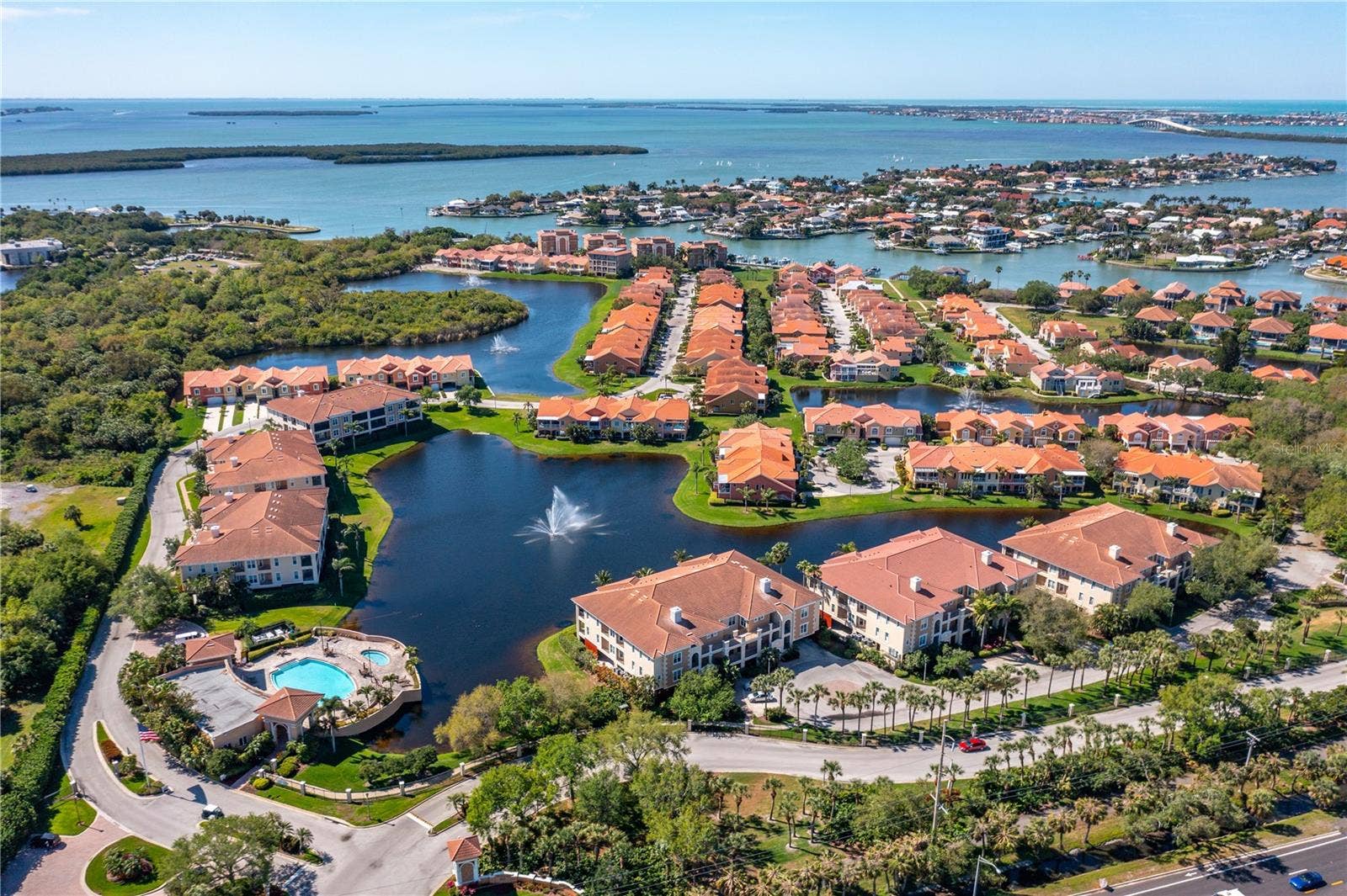 47A BAYVIEW COURT S, St Petersburg, FL 33711 Southerly photo of the Marina Bay community toward the Sunshine Skyway Bridge.
