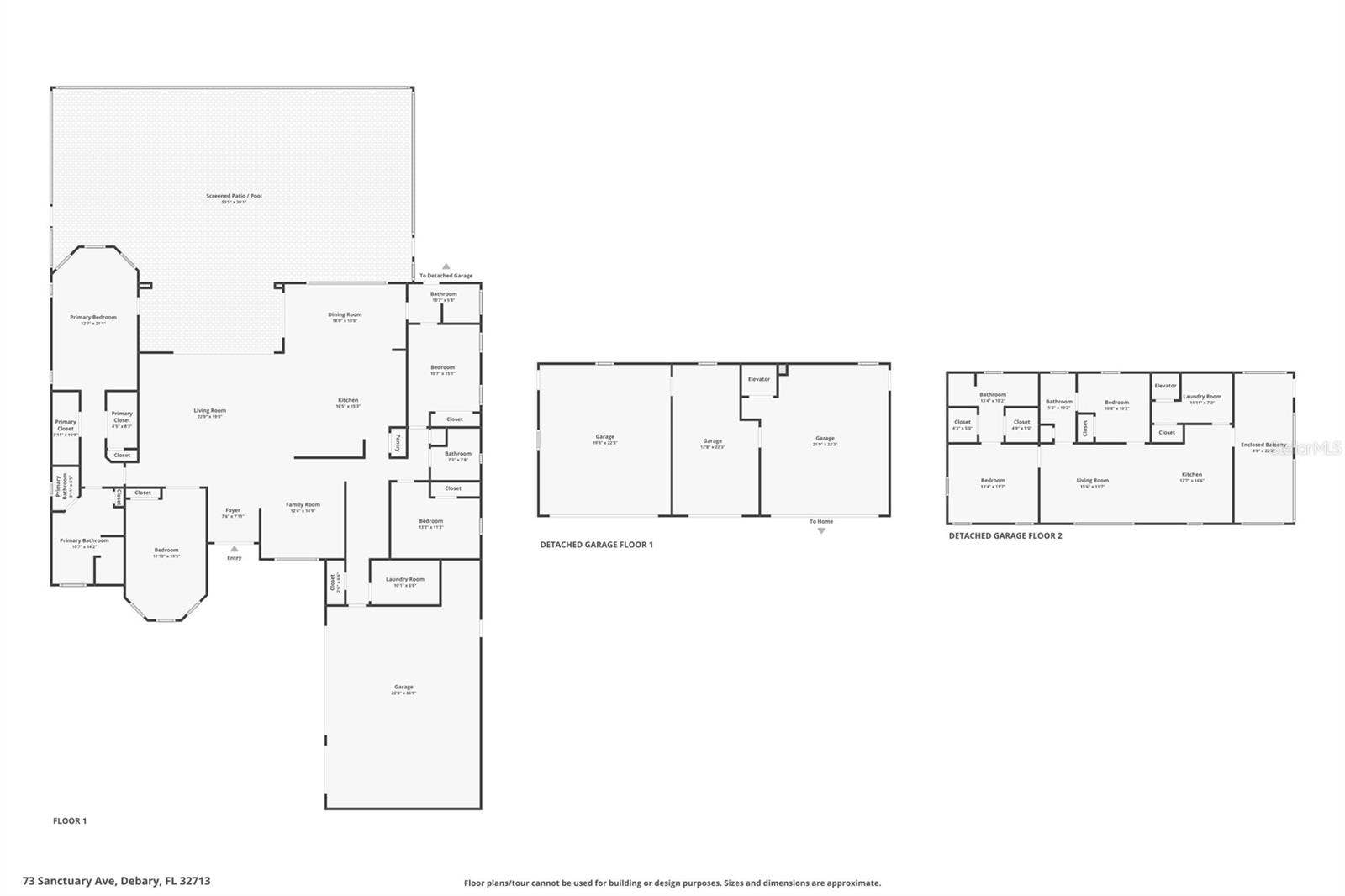 73 SANCTUARY AVENUE, Debary, FL 32713 MAIN HOUSE/ADU/GARAGES