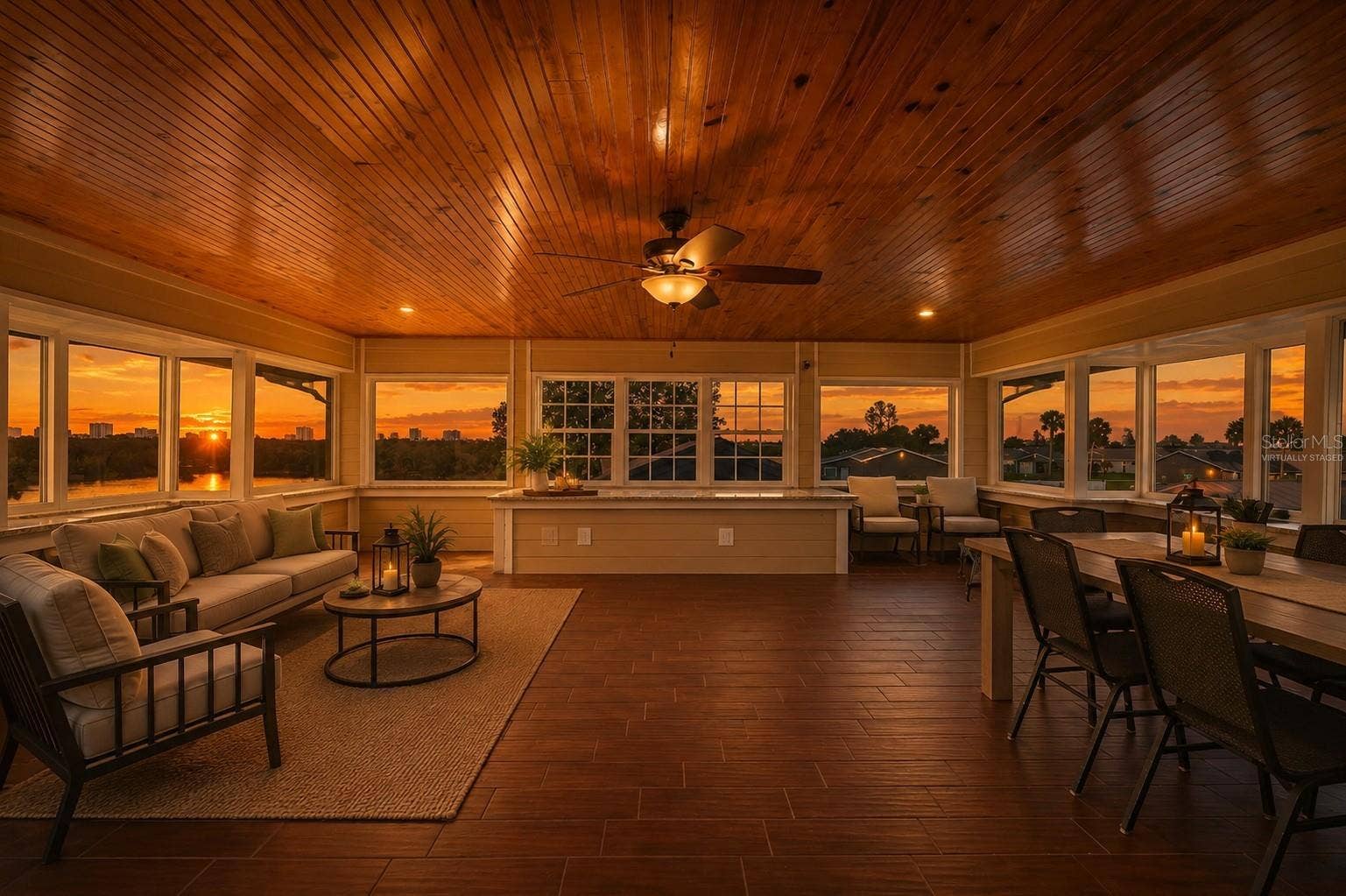 5414 RIVERSIDE DRIVE, Port Orange, FL 32127 Cozy Sunroom at Sunset (virtually staged)