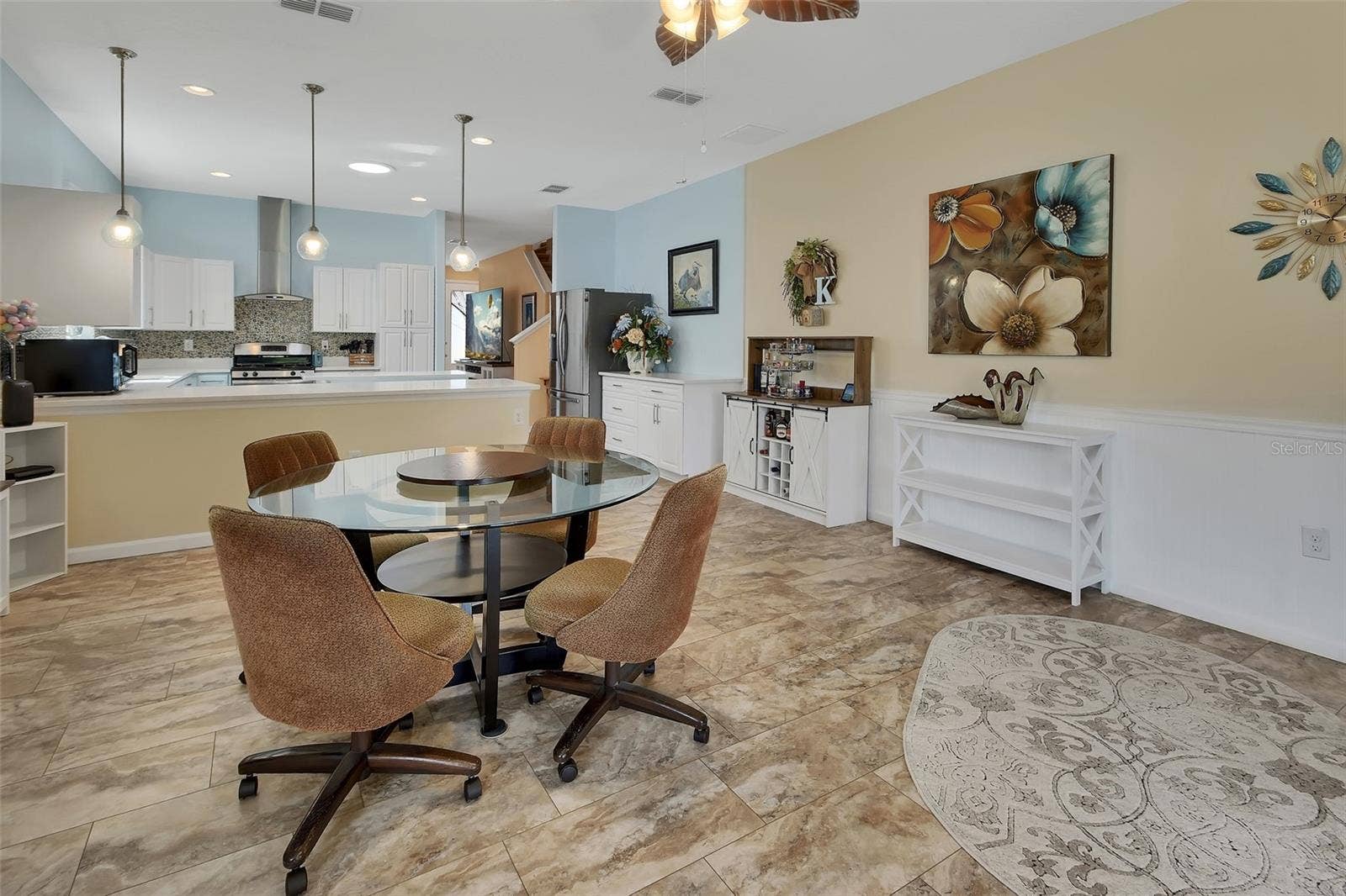 Great wall space for china cabinets and buffet.
