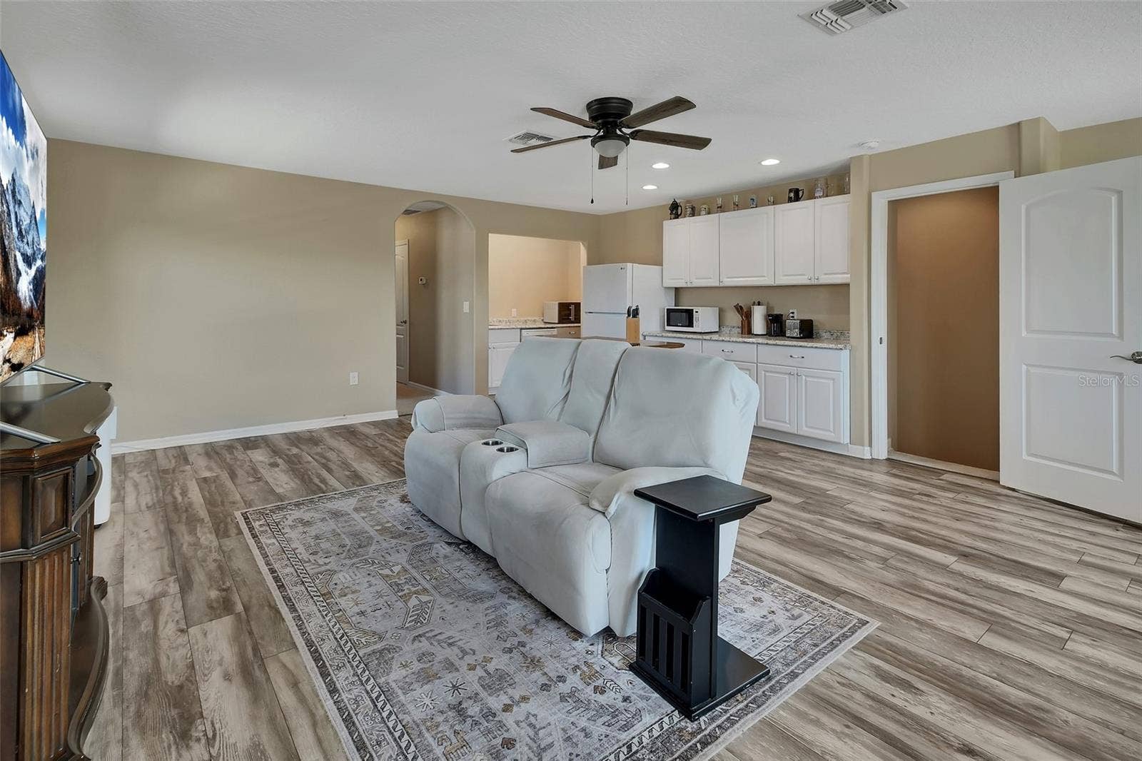 Upstairs Great Room and Kitchenette with privacy door to downstairs.