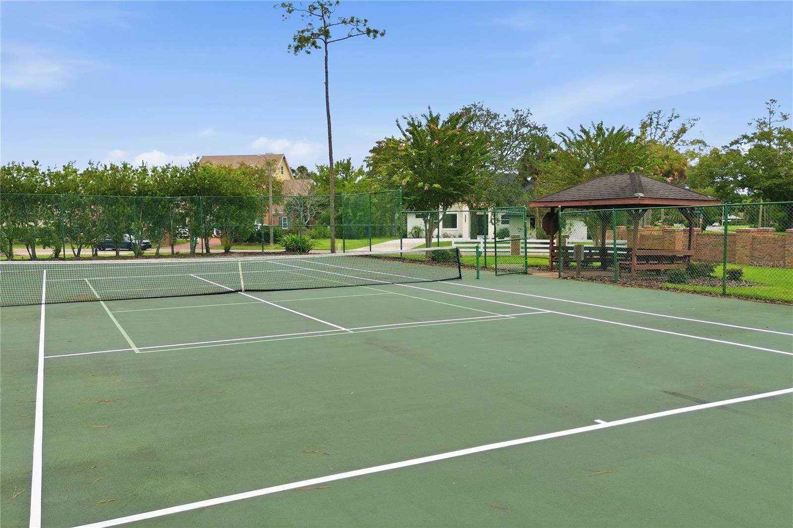 Community tennis courts often used for pickleball