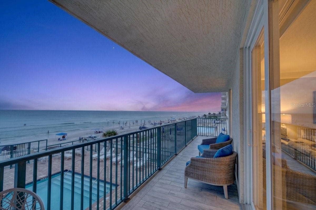 3797 S ATLANTIC AVENUE, #202, Daytona Beach Shores, FL 32118 Stunning Twilight Views From Balcony