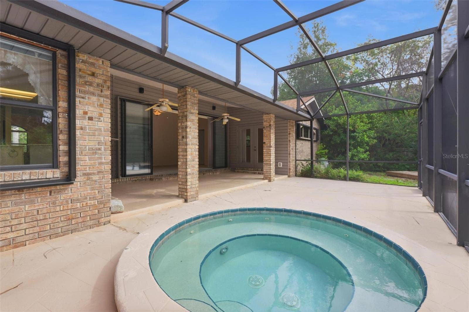 Spa and back patio.
