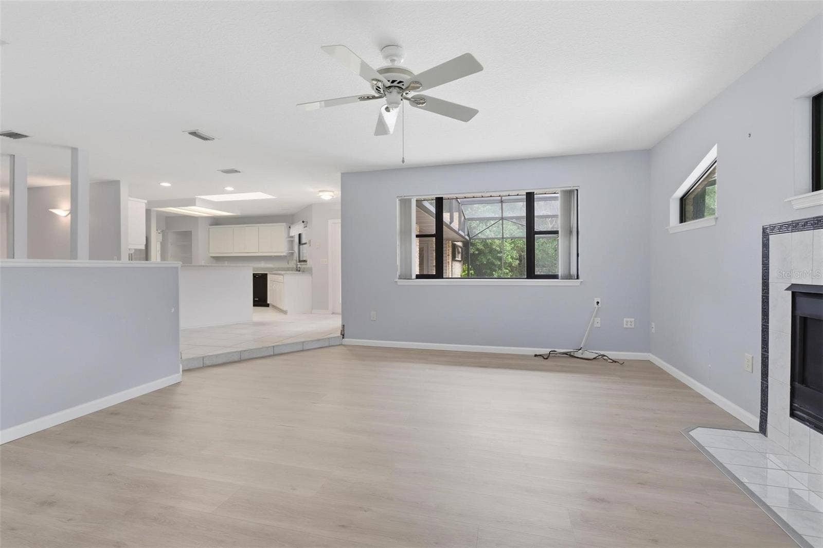 Family room.  Fireplace on right.