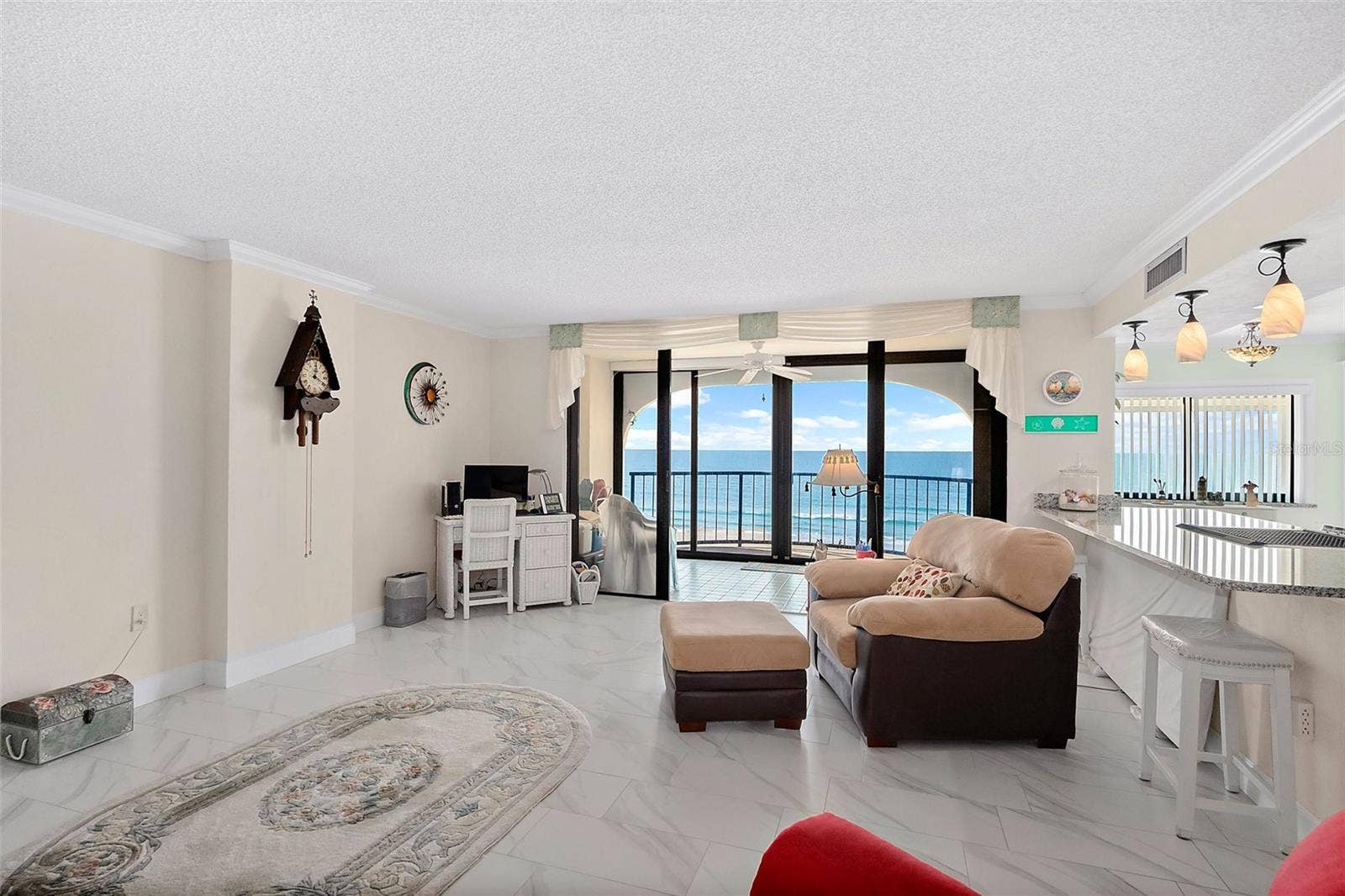 Open floor plan with living room and dining room