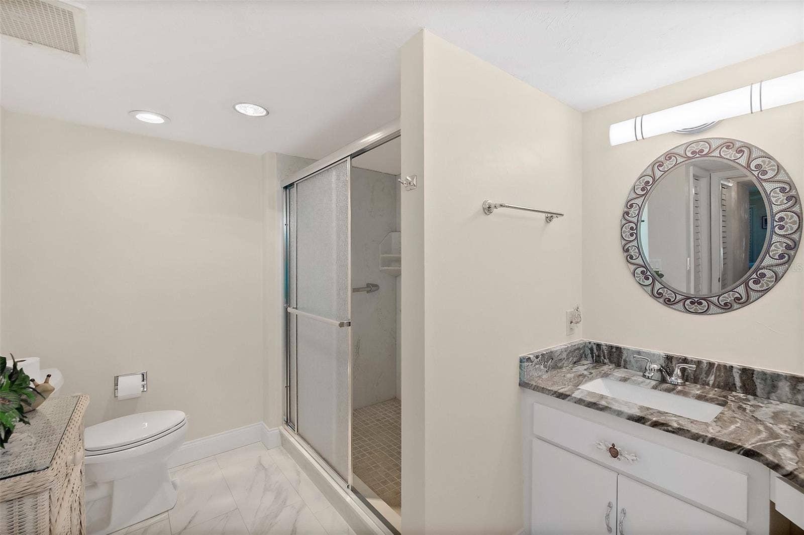 Glass shower in primary bath