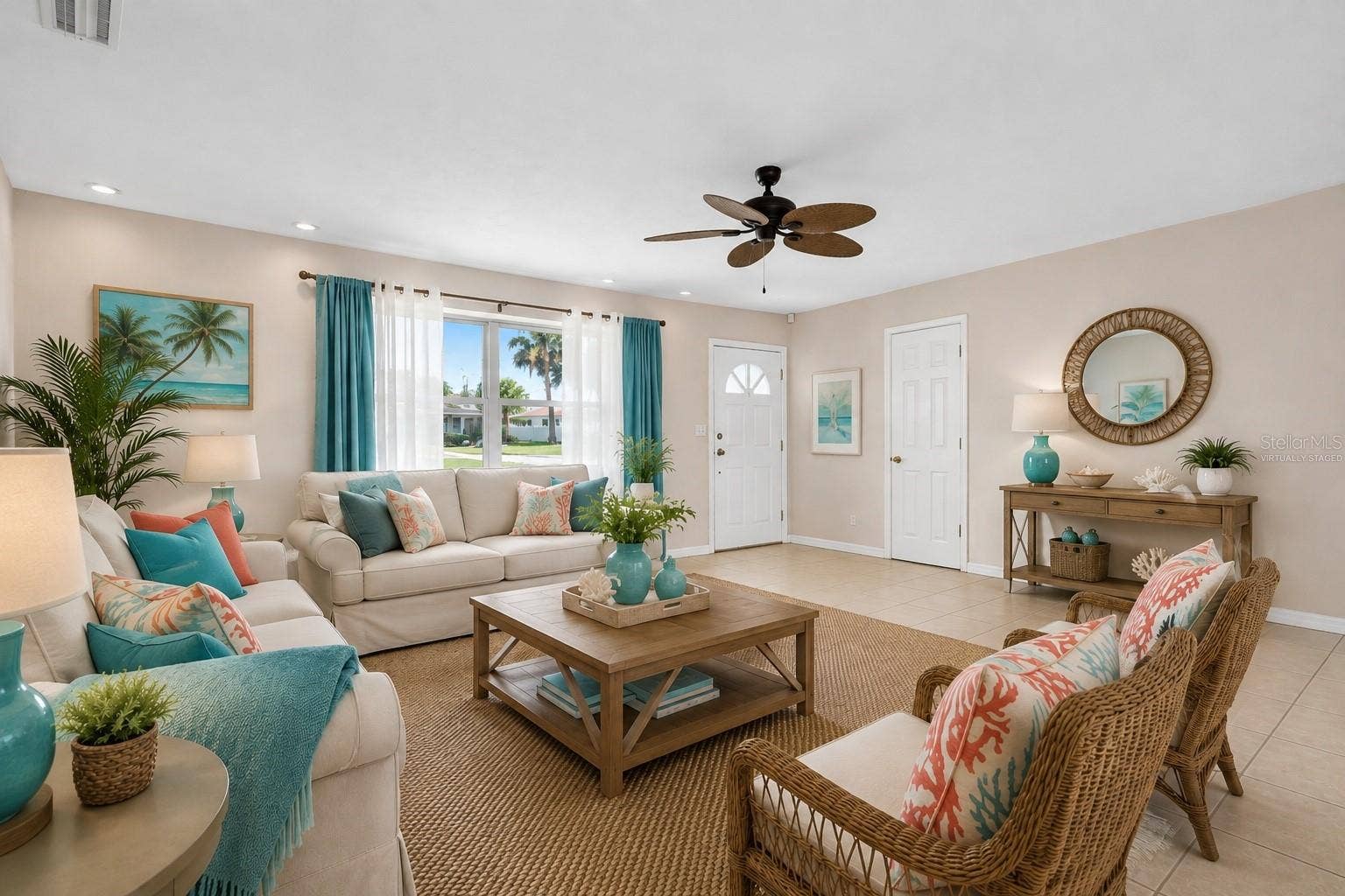 22 PLAZA DRIVE, Ormond Beach, FL 32176 Virtually staged living room