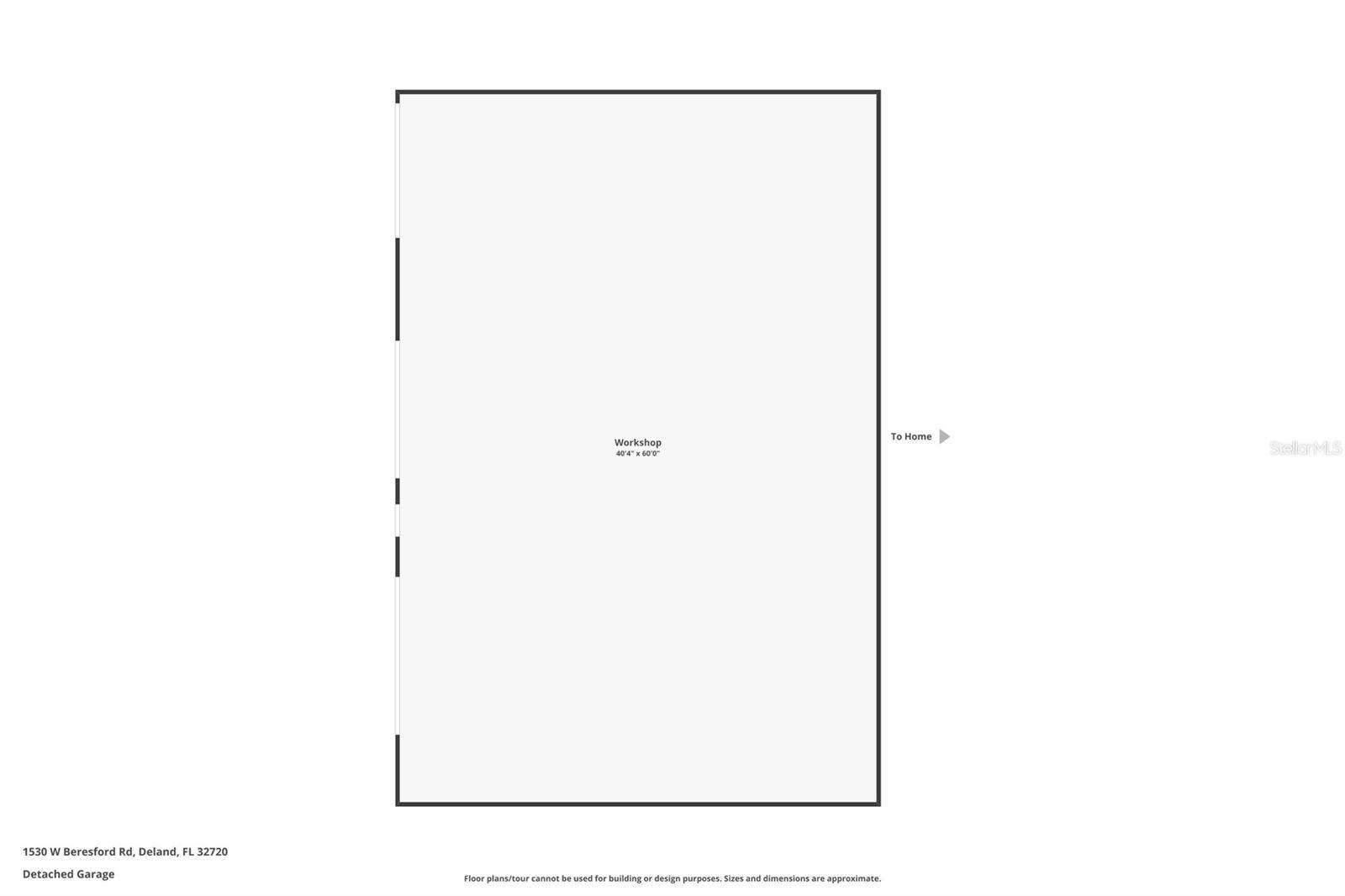1530 W BERESFORD ROAD, Deland, FL 32720 WORK SHOP APPROX MEASUREMENTS