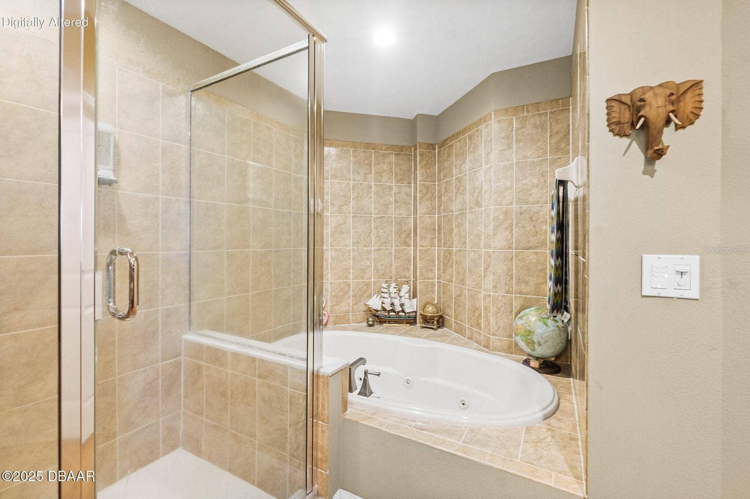 3703 S SOUTH ATLANTIC AVENUE, #1004, Daytona Beach Shores, FL 32118 Primary bathroom with tub and glass shower