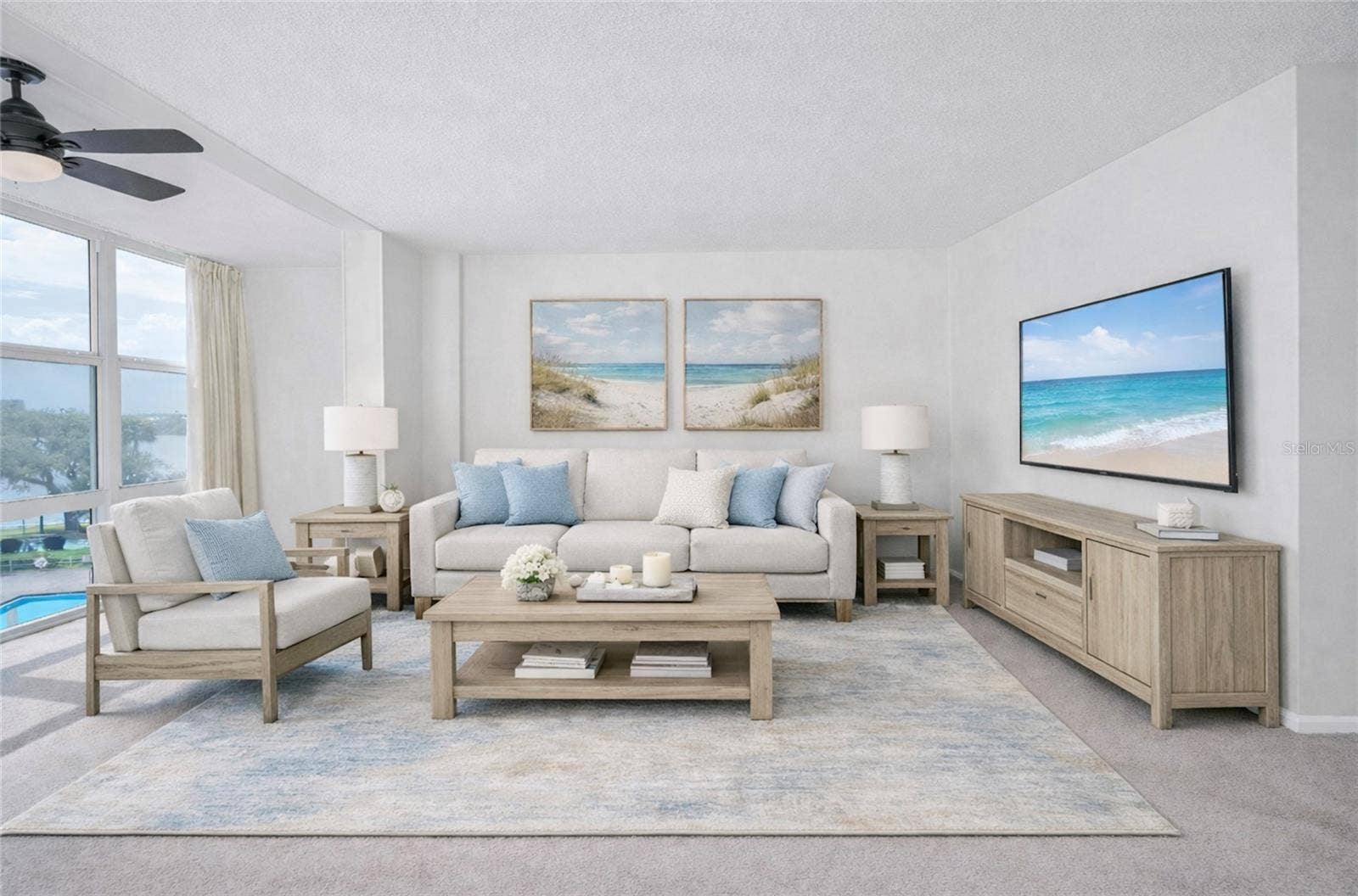 1224 S PENINSULA DRIVE, #415, Daytona Beach, FL 32118 LIVING ROOM. VIRTUAL STAGING
