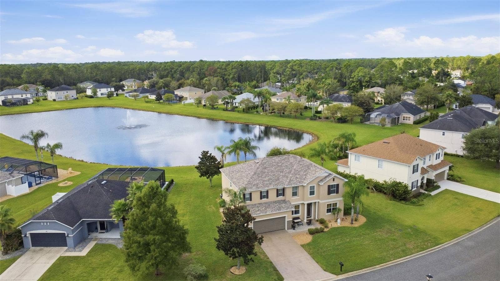 8 ANGELA DRIVE, Palm Coast, FL 32164 Aerial view of property. NO rear neighbors enjoy the view of the pond.