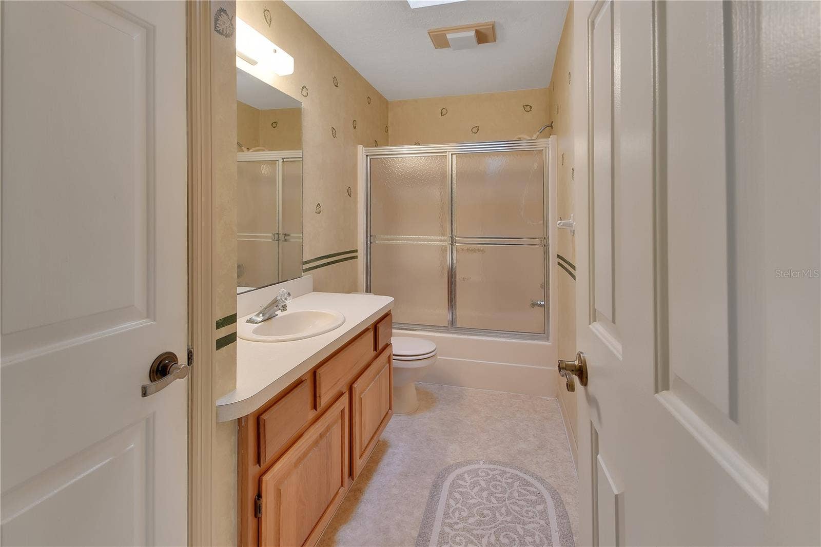Guest bathroom with skylight.