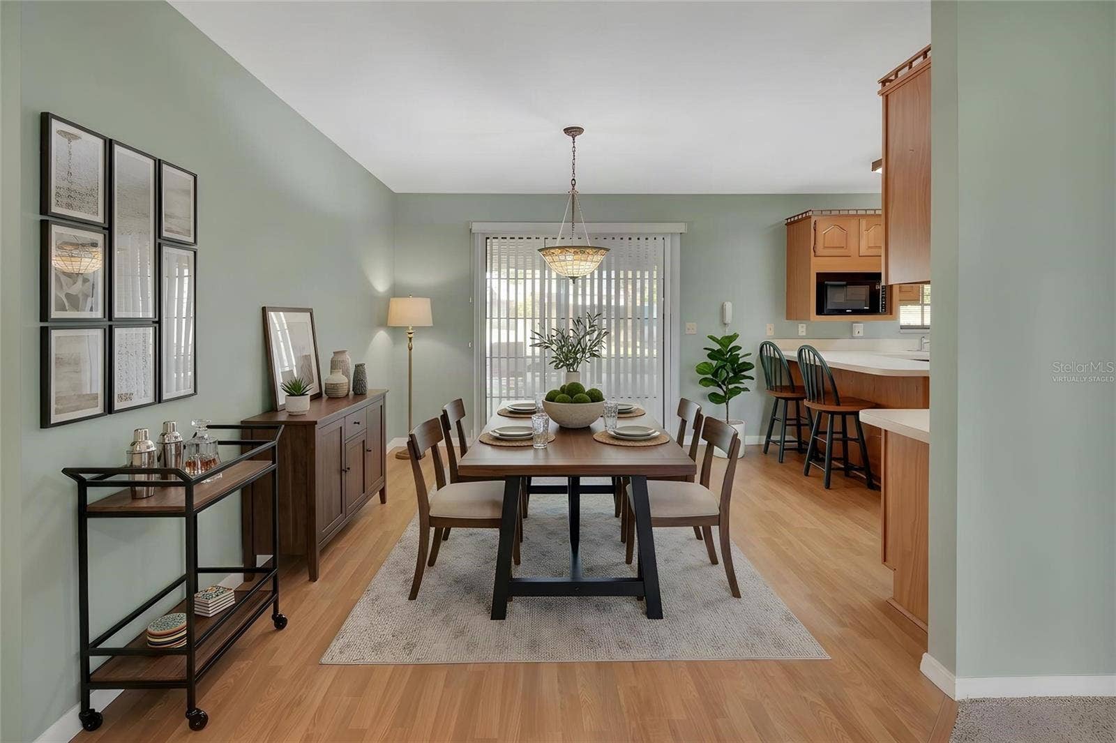 Dining room virtually staged.