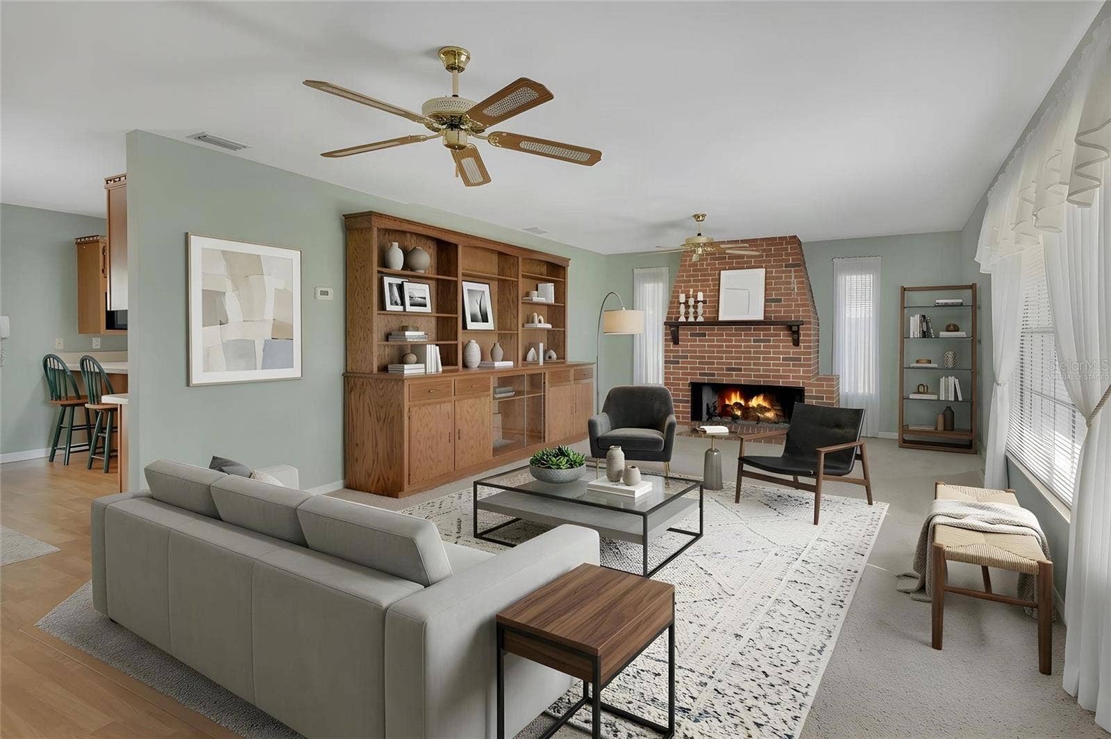 Family room virtually staged.