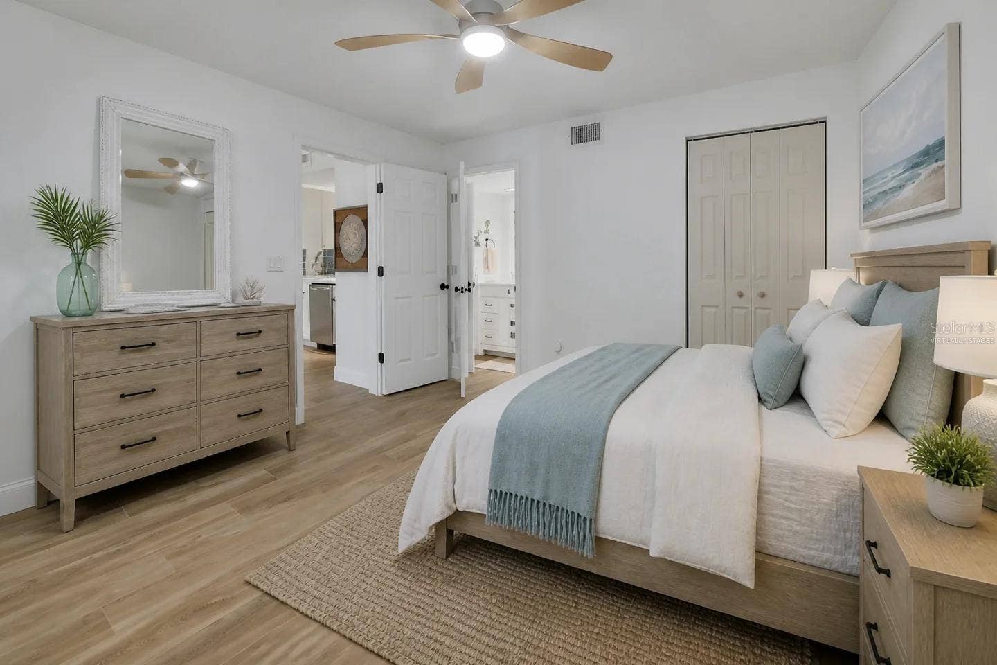 Primary bedroom virtually staged.