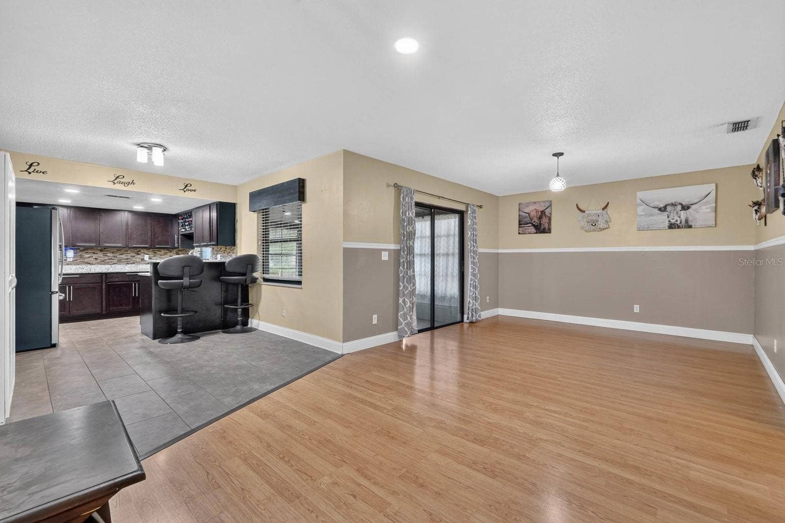 Open Living Area and Kitchen