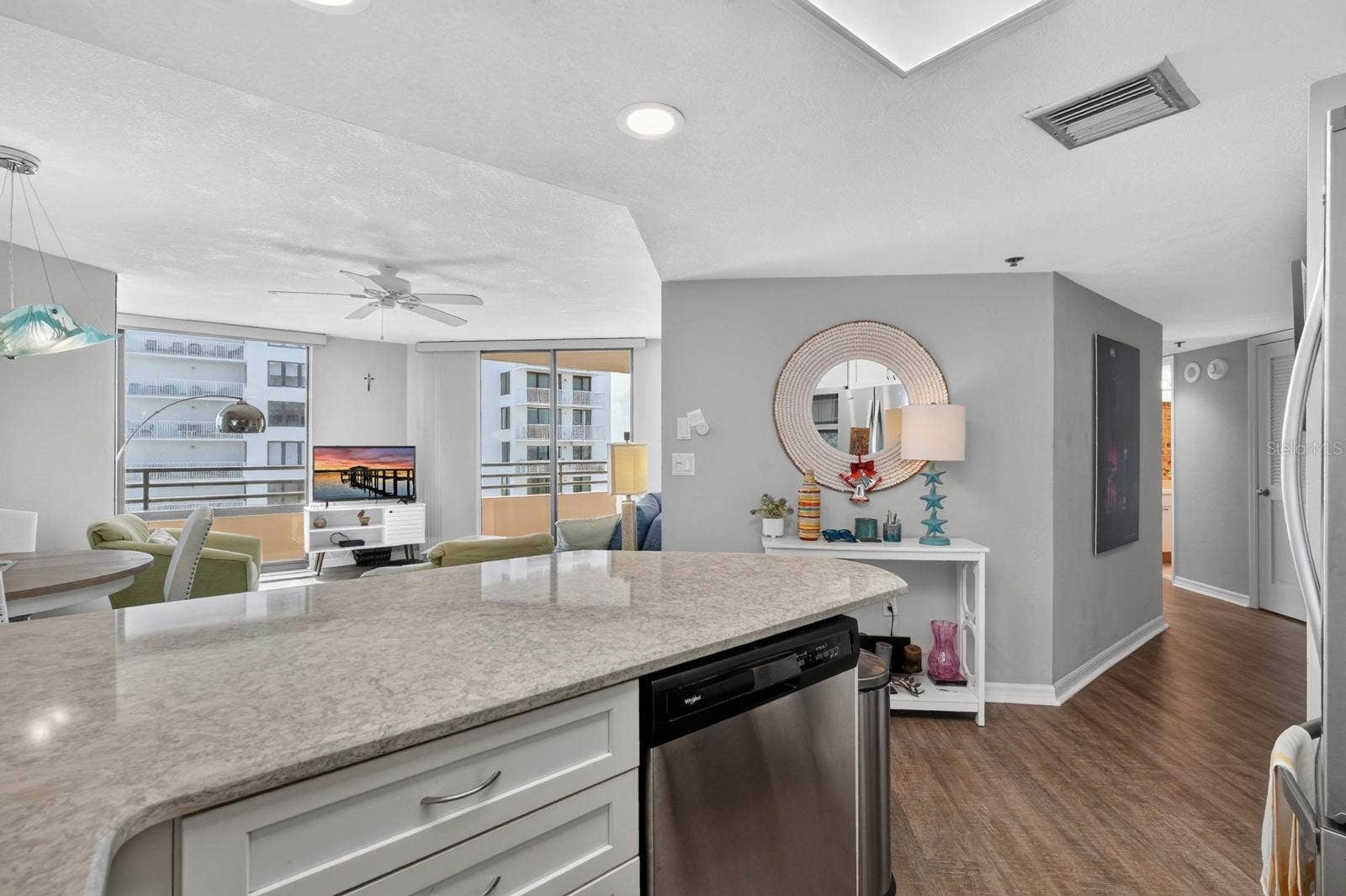 3023 S ATLANTIC AVENUE, #1106, Daytona Beach Shores, FL 32118 frim kitchen facing living room