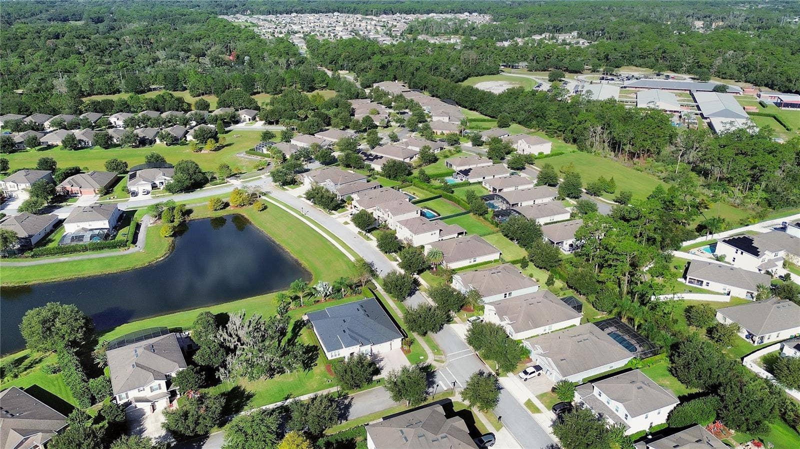 126 MYRTLEBERRY LANE, Deland, FL 32724 Aerial showing Elementary school with yellow pentagon