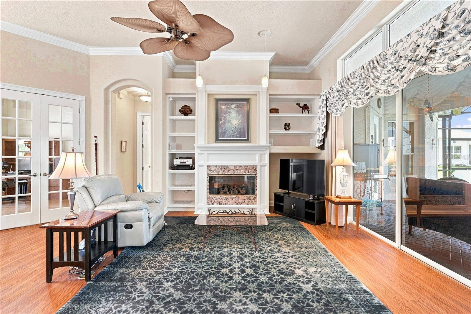 9271 WESTSHORE DRIVE, Weeki Wachee, FL 34613 Livingroom/ built in shelfs tray celling 12 foot