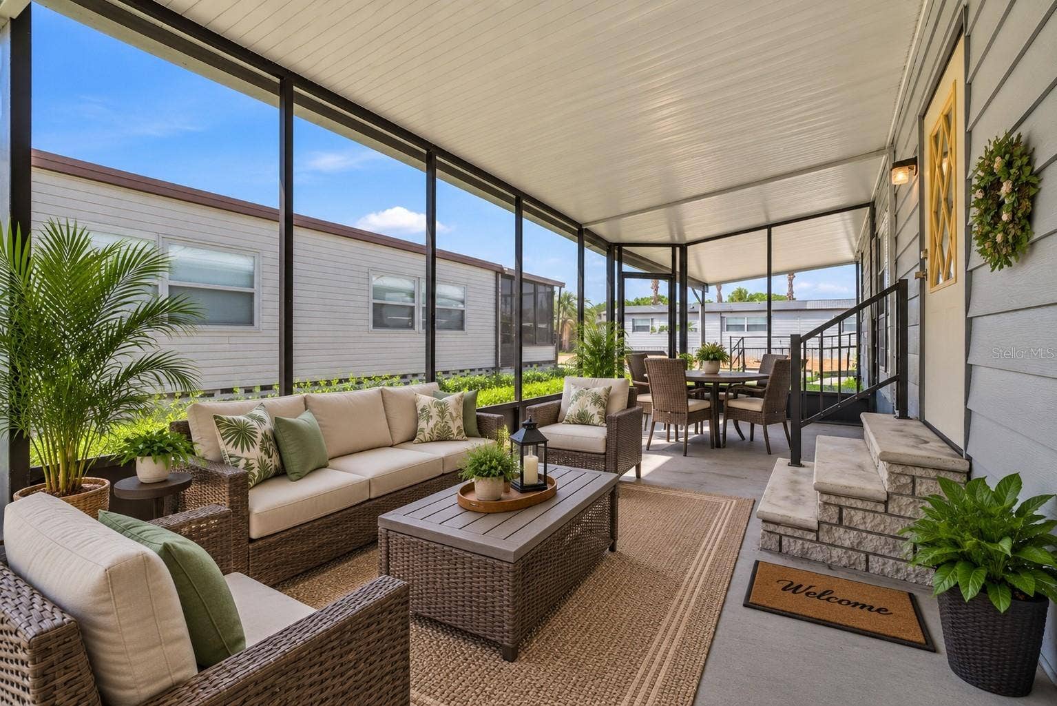 Virtual staged lanai with furniture