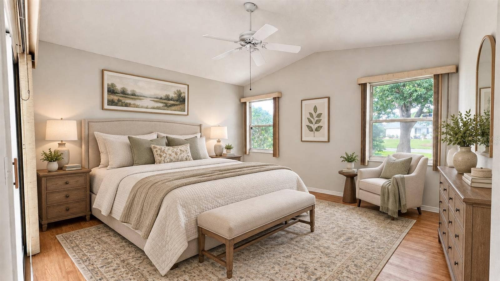 6501 SW 84TH PLACE ROAD, Ocala, FL 34476 Master bedroom facing the side and lanai features large WIC and bath. Virtually staged.
