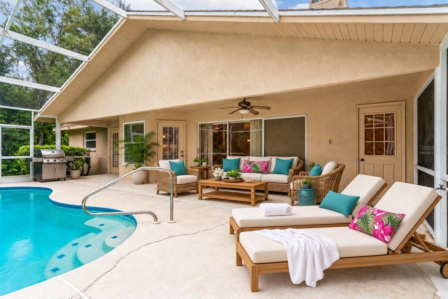14433 LINDEN DRIVE, Spring Hill, FL 34609 Lanai and Pool Area - Virtually Staged