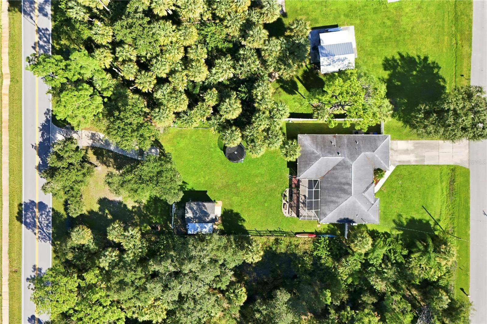 Aerial view.  Front is on Flint Rd and back gate is Eldron Ave.