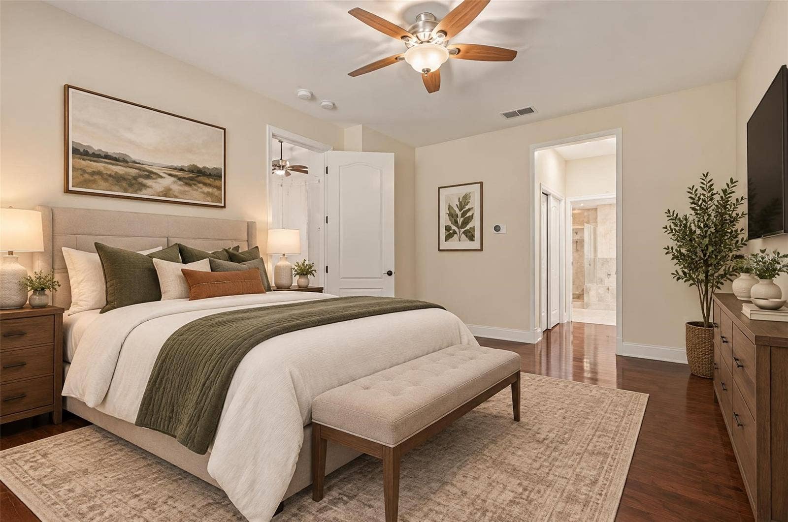 Virtually Staged Primary Bedroom 1st Floor