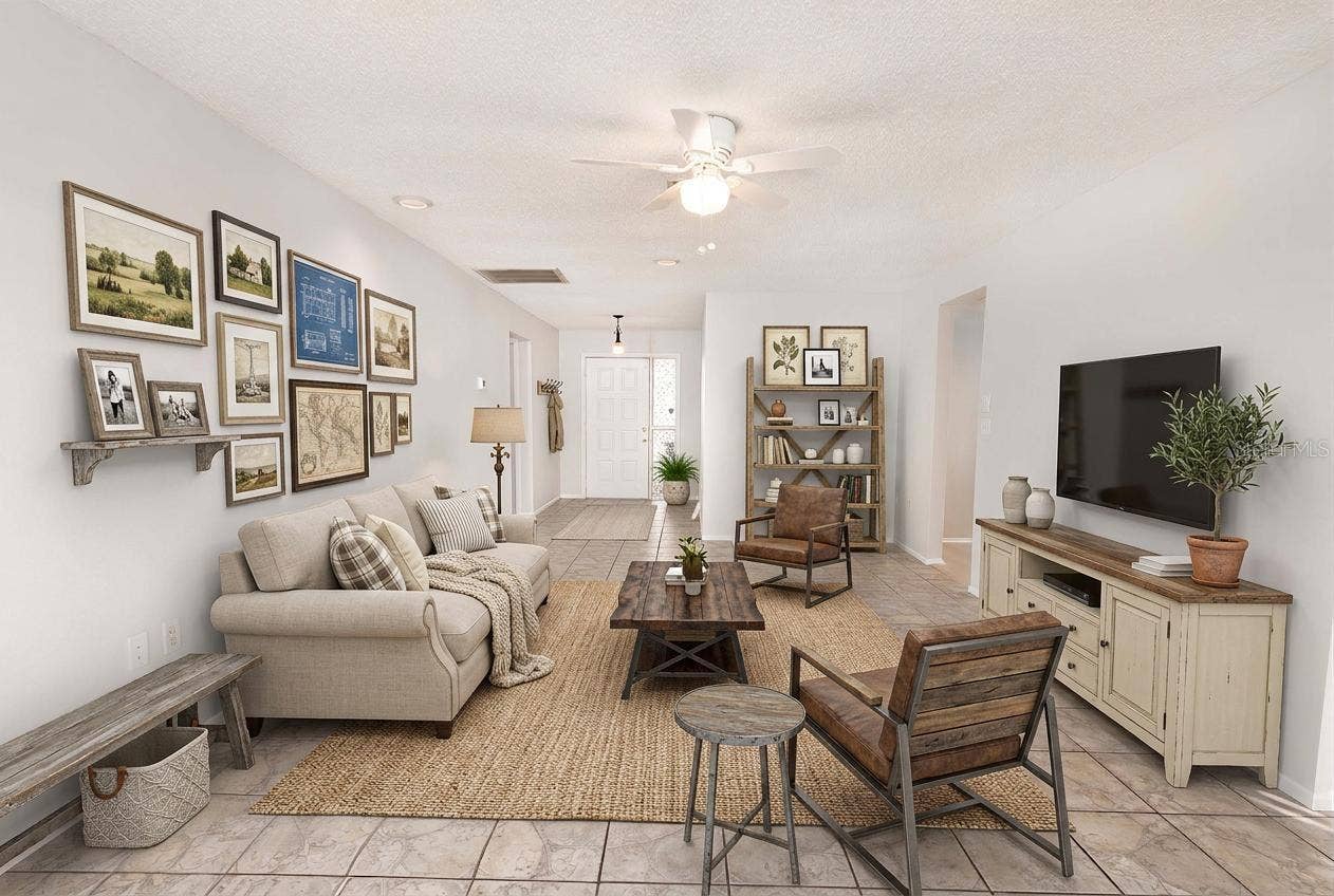 7245 KNOLL DRIVE, New Port Richey, FL 34653 living room-virtual staged