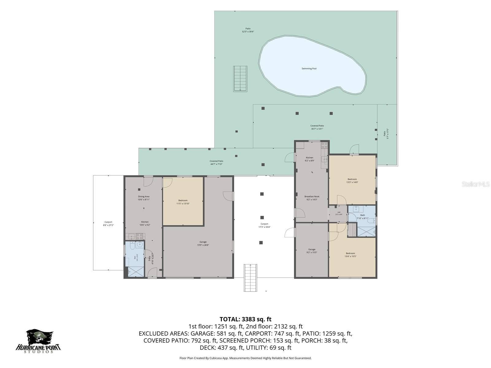 3337 MANGROVE DRIVE, Hernando Beach, FL 34607 Downstairs unit 3 & 4 Floor Plan