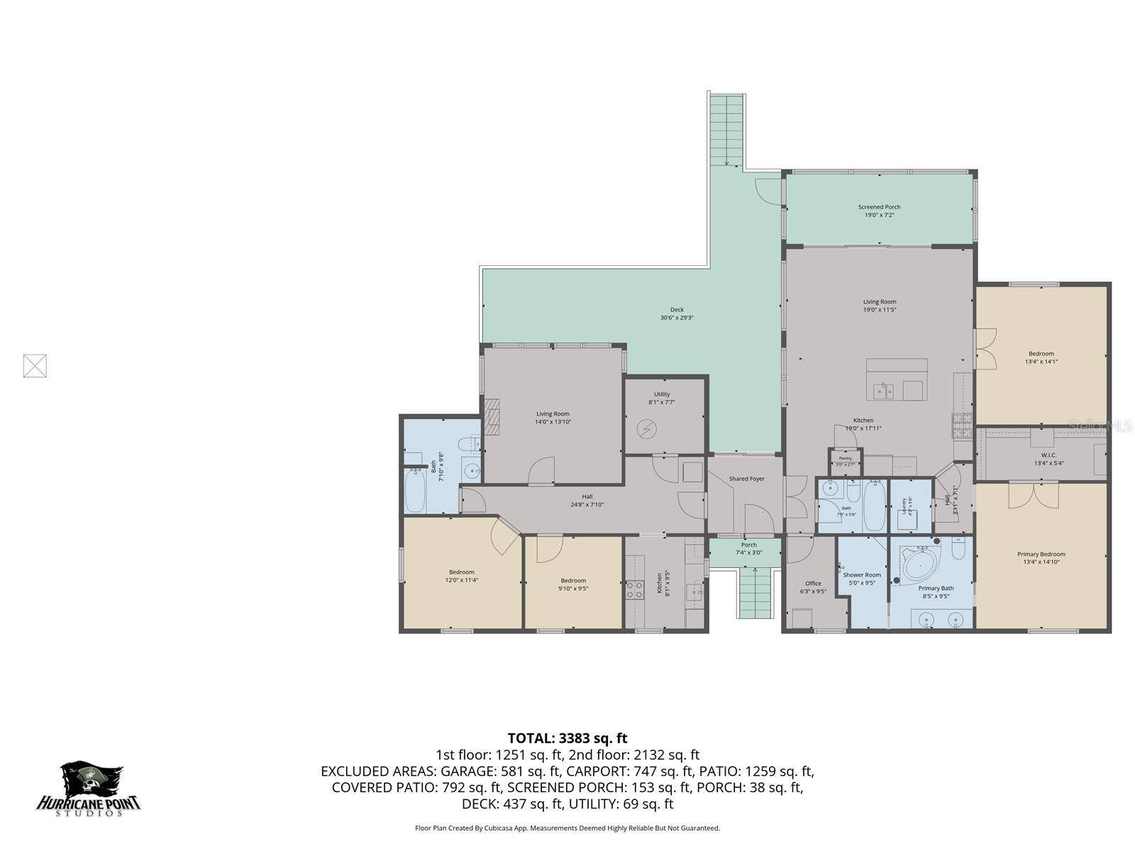 3337 MANGROVE DRIVE, Hernando Beach, FL 34607 Upstairs unit 1 & 2 Floor Plan