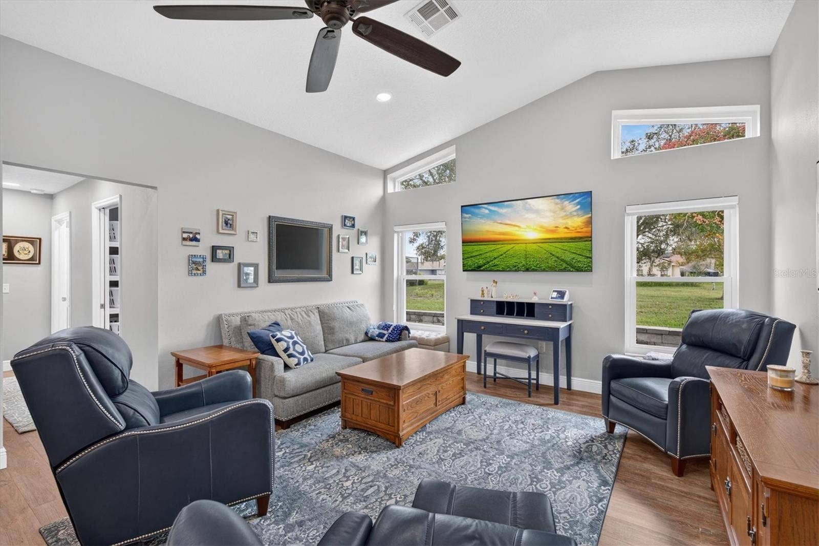 8185 SPANISH OAK DRIVE, Spring Hill, FL 34606 Family Room with Vaulted Ceiling & Transom Windows