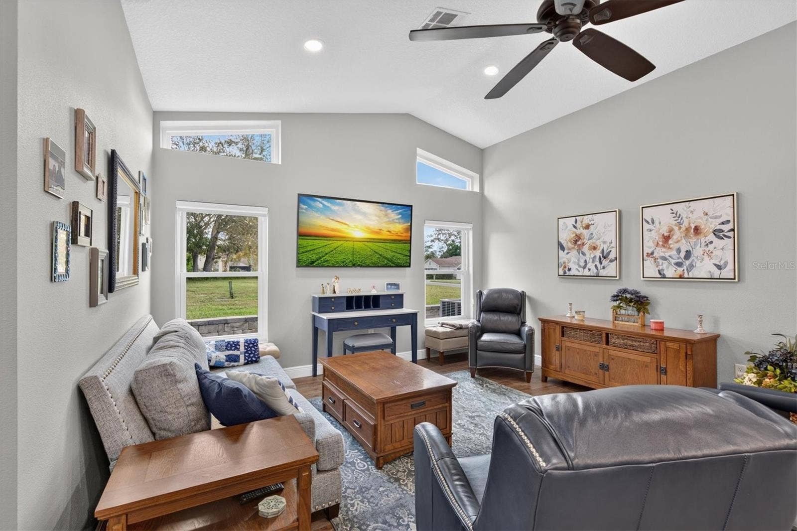8185 SPANISH OAK DRIVE, Spring Hill, FL 34606 Family Room with Vaulted Ceiling & Transom Windows