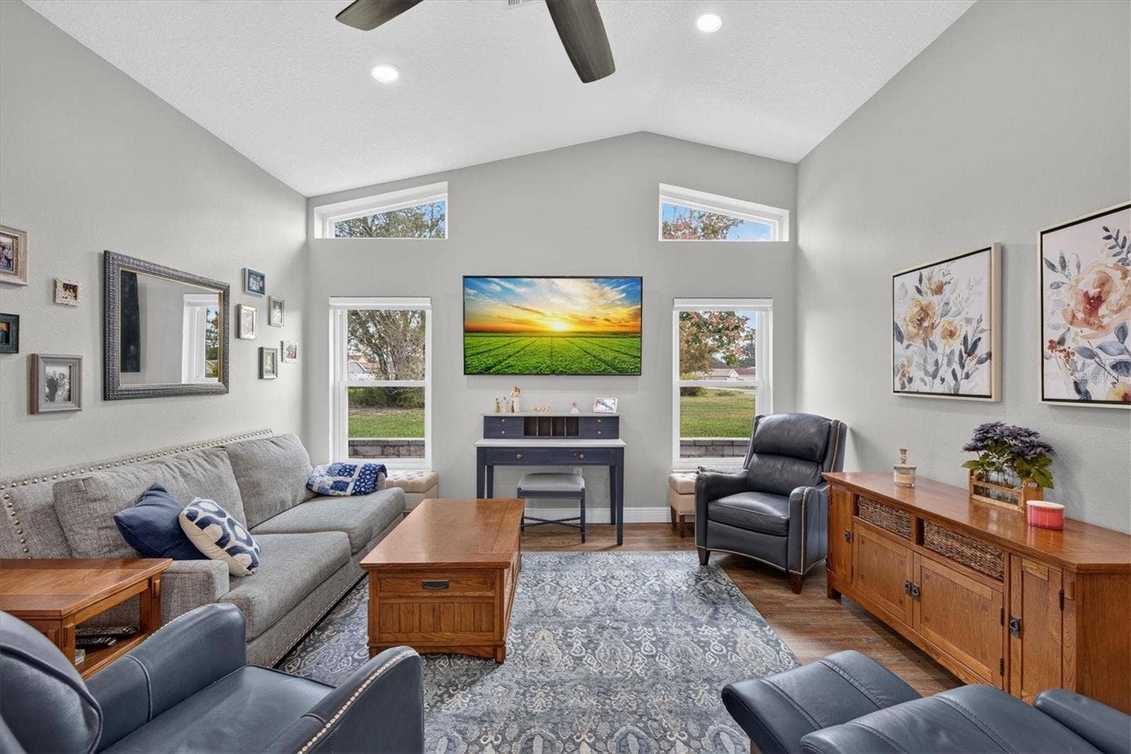 8185 SPANISH OAK DRIVE, Spring Hill, FL 34606 Family Room with Vaulted Ceiling & Transom Windows