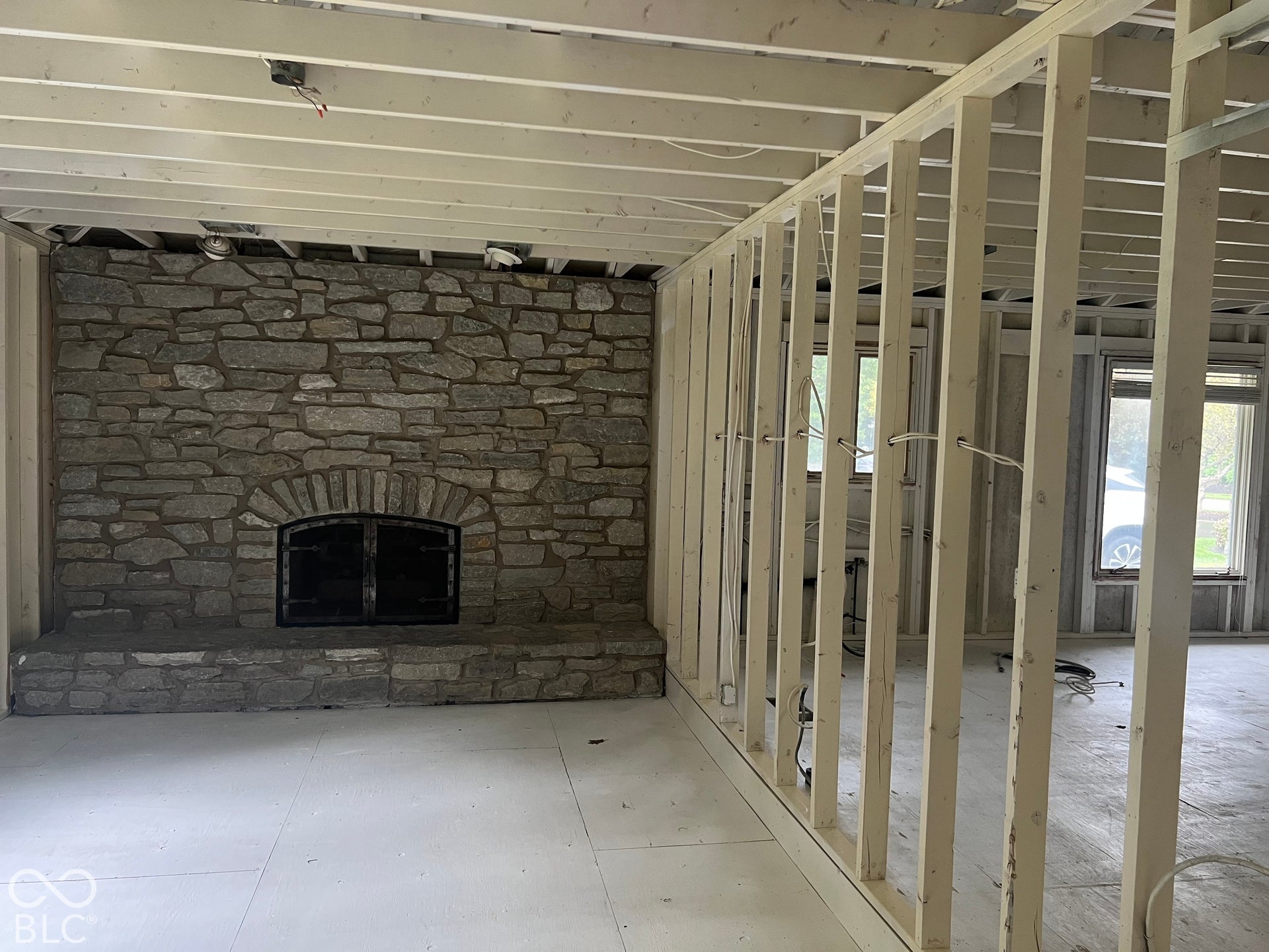 Family Room with hearth and wood burning fireplace