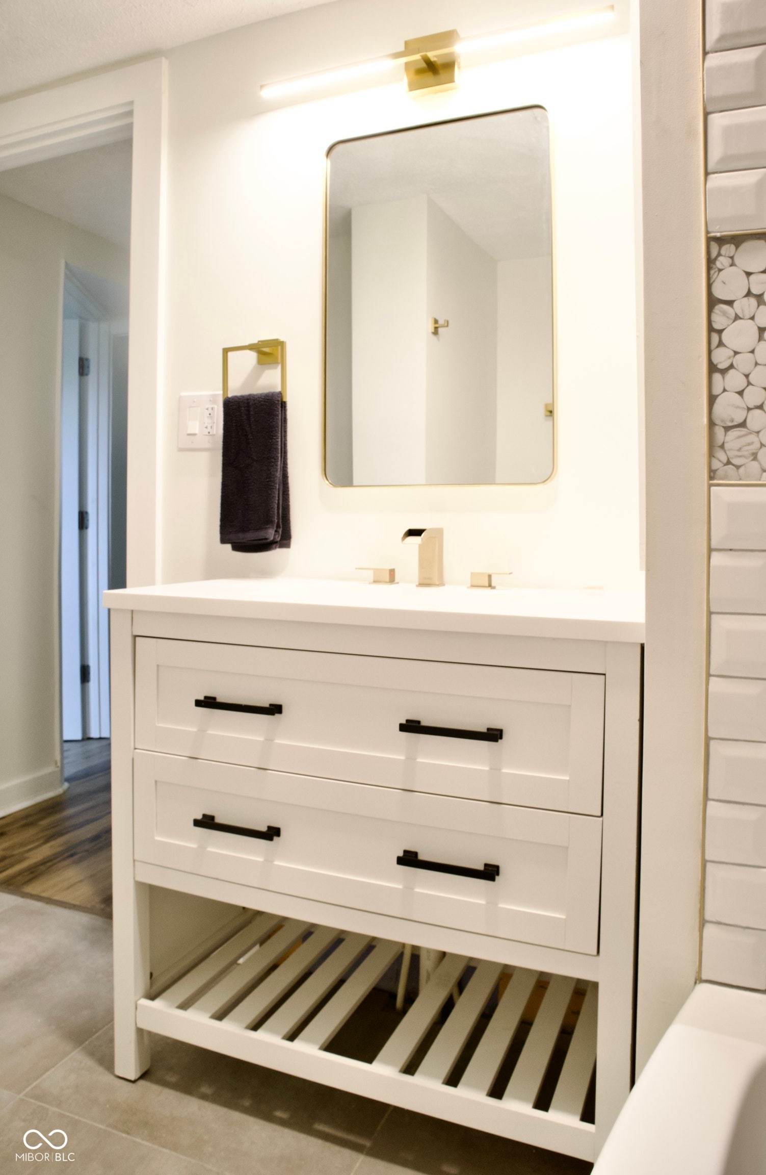 474 N Randolph Street, Indianapolis, IN 46201 Modern vanity with plenty of drawer storage for all your essentials.