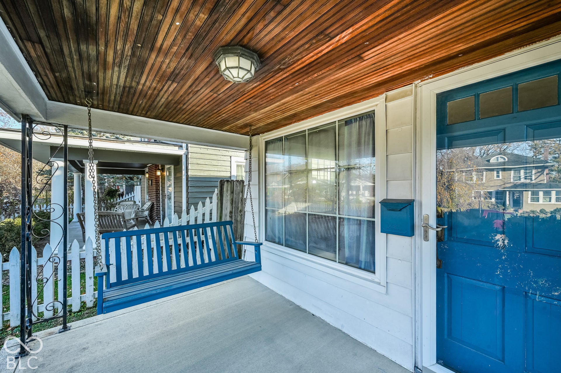 Front porch with a swing