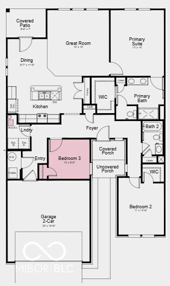 2105 Covey Drive, Danville, IN 46122 Floor Plan - Additional highlights include: water softener rough-in located in the laundry room