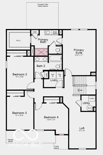 Second Floor Plan - Additional Highlights Include: smooth wall shower at primary bath, 12x12 uncovered patio, and extended RevWood flooring to great room