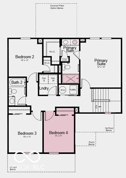 Second Floor Plan - Additional Highlights Include: dual sinks at primary bath, 12x12 uncovered patio, Revwood flooring throughout first floor, 36" upper kitchen cabinets, and garage door opener