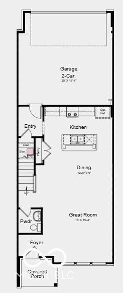 Main Level Floor Plan - Additional Highlights Include: gas line in kitchen and water softener rough-in at understairs storage