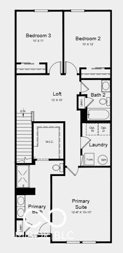 Upper Level Floor Plan - Additional Highlights Include: gas line in kitchen and water softener rough-in at understairs storage