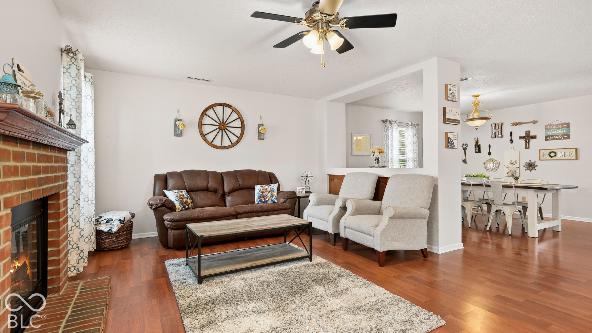 Great room with fireplace
