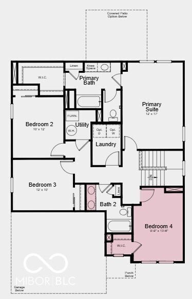 Second Floor Plan - Additional Highlights Include: gas line in kitchen, uncovered patio, and water softener rough-in
